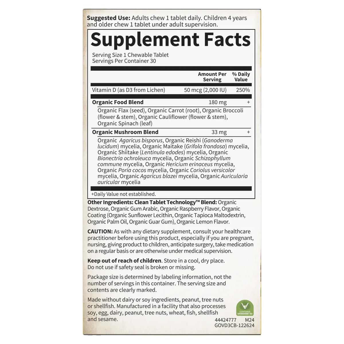 Organics Vegan D3 Chewable - Raspberry-Lemon