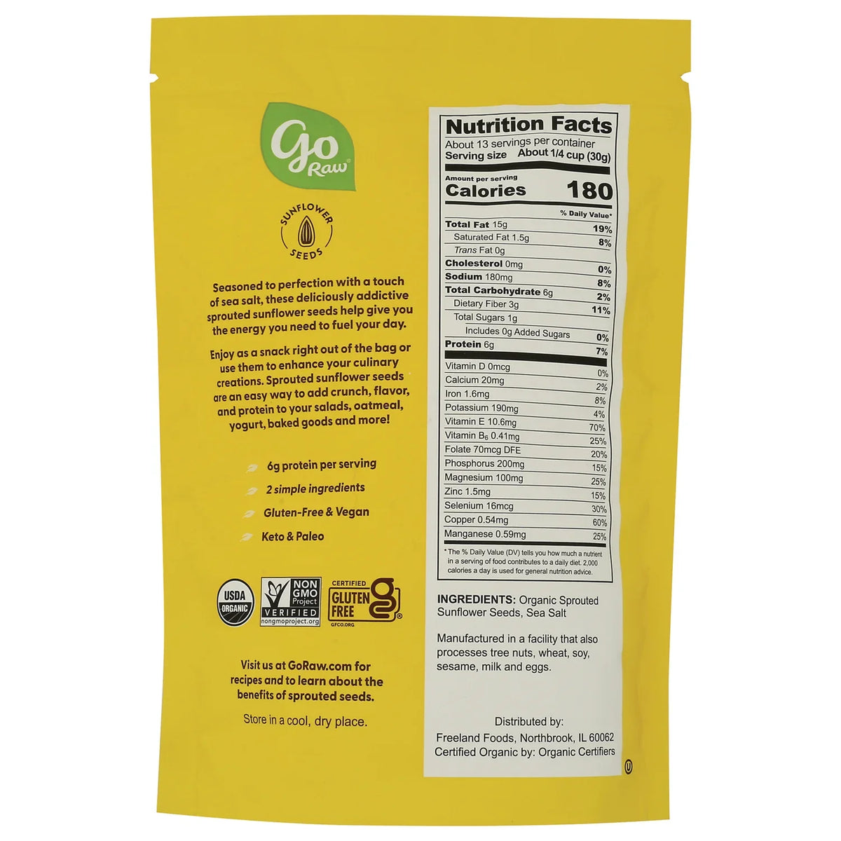 Organic Sprouted Sunflower Seeds with Sea Salt