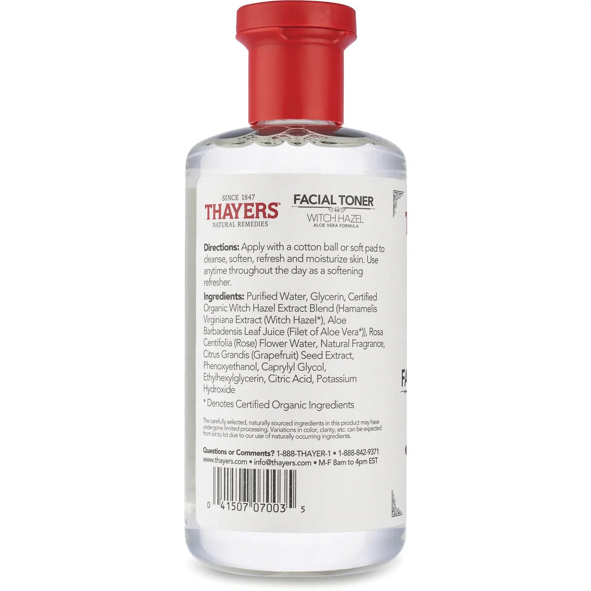 Facial Toner Witch Hazel Aloe Vera Formula - Rose Petal