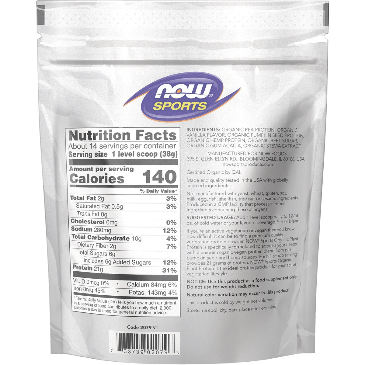 Organic Plant Protein Powder - Creamy Vanilla