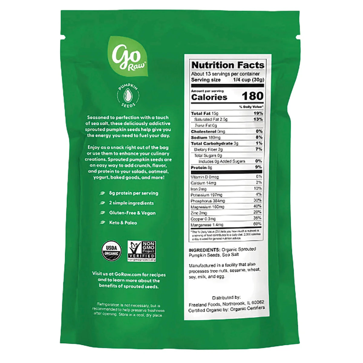Sprouted Organic Pumpkin Seeds with Sea Salt
